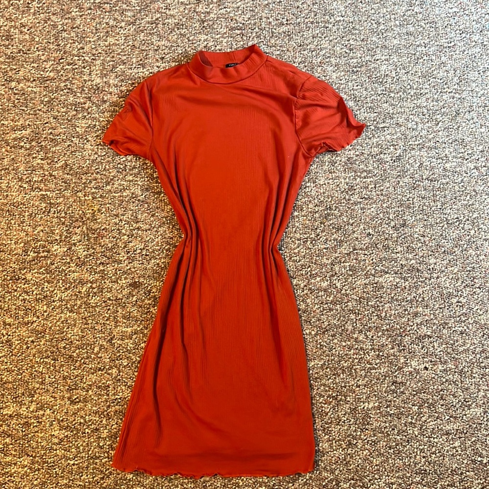Orange tight dress autumn cute fall chic